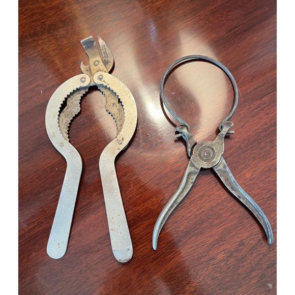 Antique Primitive Kitchen Utensils Swans Cake Flour Mesh Spoon Bottle Opener - Picture 4 of 6